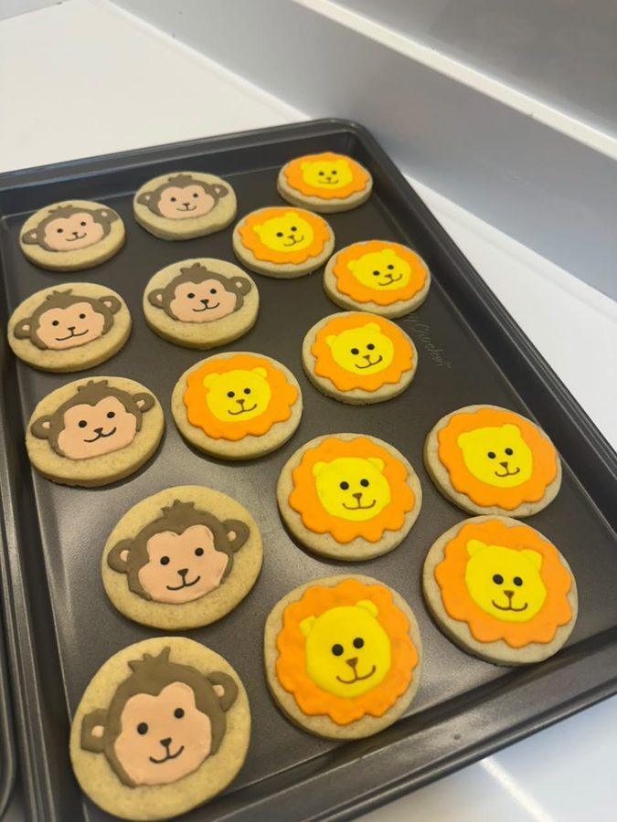 Galletas decoradas con caritas de león y mono